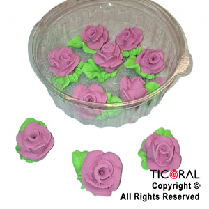 ROSAS GRANDES C/HOJA LILA x 10